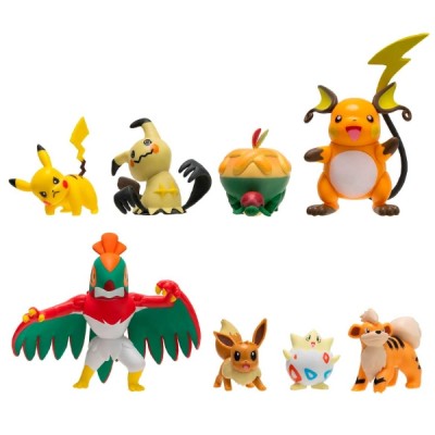 8 figurines Battle Pokémon Pikachu, Evoli, Dratatin, Togepi, Caninos, Mimiqui, Raichu et Brutalibré - Figurine