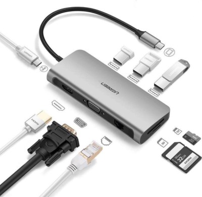 Adaptateur USB-C pour MacBook (Thunderbolt 3) avec 4K HDMI & VGA et 7 Adaptateur Pro USB-C 9-en-1 Ugreen - Multimedia
