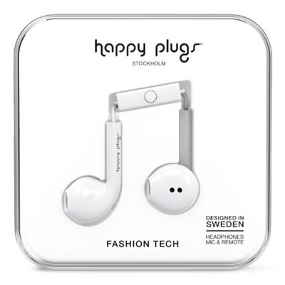 Écouteurs boutons Earbud Plus - Happy Plugs - Blanc - Multimedia