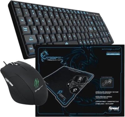 Pack Gaming Clavier + Souris + Tapis de souris - Dragonwar Noir - Jeux PC