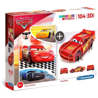 Puzzle 3D Cars 104 pièces Clementoni  - Jeux et cartes