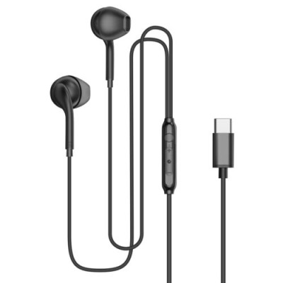 Écouteurs filaires USB type C avec Micro noir - Téléphone