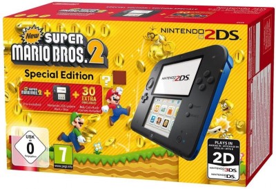 Console Nintendo 2DS Noire et Bleue - New Super Mario Bros 2 en boîte  - 3DS