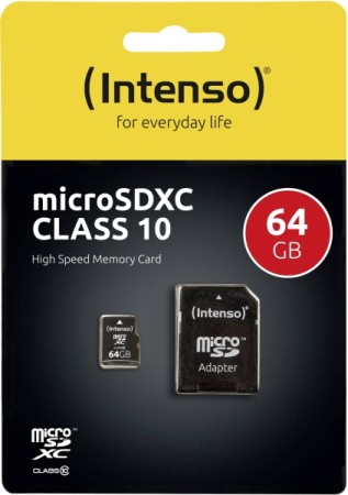 Carte MicroSDXC Intenso 64 Go Classe 10 - Téléphone