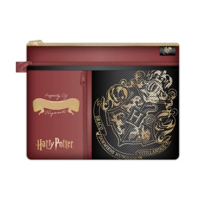 Pochette d'étude multi-poche personnalisable avec le blason de Poudlard - Harry Potter - Textile