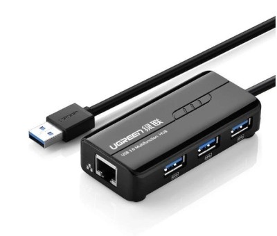 Hub USB Réseau Adaptateur 3 Ports USB 3.0 RJ45 Lan Gigabit Ethernet 1000 Mbps - Multimedia