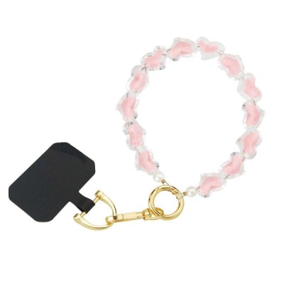 Tour de poignée chaîne bijoux 30 cm (Perles coeurs roses) Fairplay - Coque