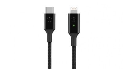 Câble à gaine tressée USB-C vers Lightning 1,2m noir Belkin - Multimedia
