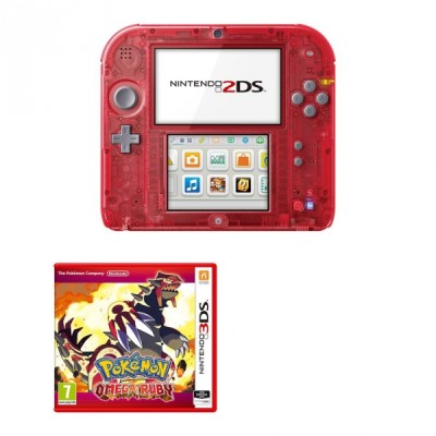 Console Nintendo 2DS Rouge Transparent + Pokemon Rubis Omega - 3DS