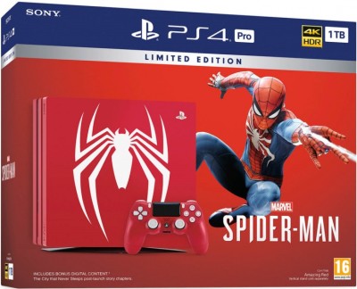 Console Playstation 4 Pro (1 To) Rouge Édition Limitée Spider-Man en boîte  - Playstation 4 