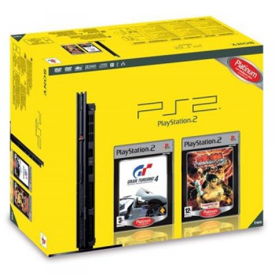 Console PS Two Gran Turismo 4 Platinum et Tekken 5 Platinum en boîte  - Playstation 2