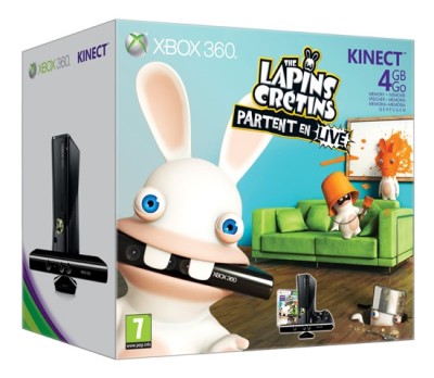 Console XBox 360 Slim 4 Go + Kinect + The Lapins Crétins Partent en Live - Xbox 360