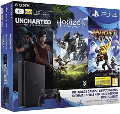 Console Playstation 4 Slim (1 To) Horizon Zero Dawn + Uncharted: The Lost Legacy + Ratchet & Clank en boîte  - Playstation 4 