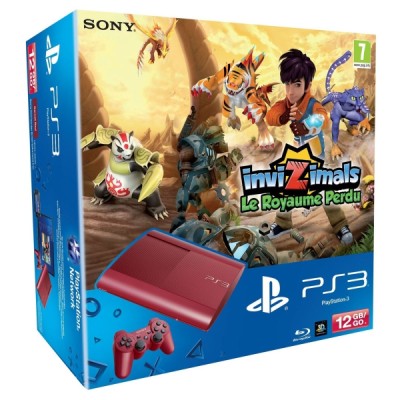 Console Playstation 3 Ultra Slim (12 Go) Rouge + Invizimals : Le Royaume Perdu - Playstation 3