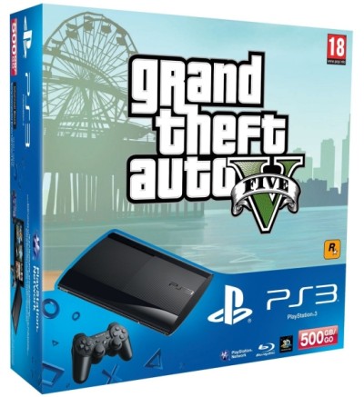 Console Playstation 3 Ultra Slim 500 Go Noire + GTA V en boîte - Playstation 3