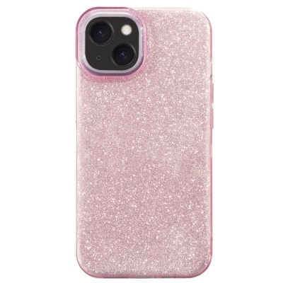 Coque glitter iPhone 15 rose - Coque