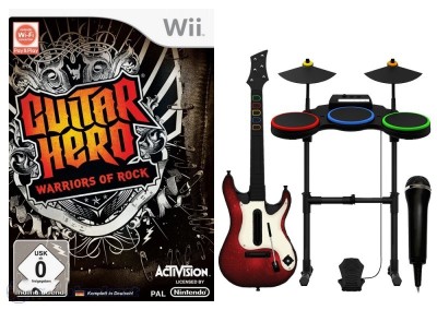 Guitar Hero : Warriors of Rock + Guitare + Batterie + Micro - Wii