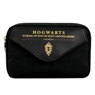 Trousse Poudlard Multipoche Noir et Doré - Harry Potter - Textile