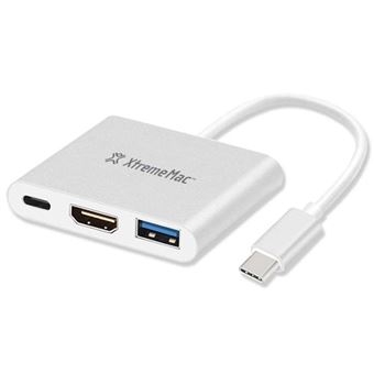 Hub USB-C 3 ports - USB-C PD USB-A 3.0 HDMI 4K - Structure en aluminium durable et solide - Multimedia