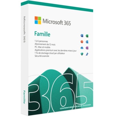 Microsoft 365 Famille Français - abonnement 12 mois pour 6 personnes (PC, Mac, iOS et Android) - Multimedia