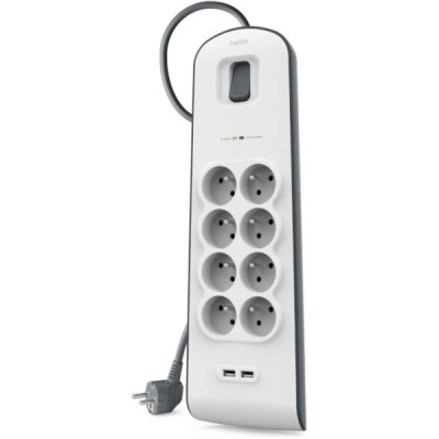 Multiprise parafoudre 8 prises plus 2 ports USB cordon 2m Belkin - Multimedia