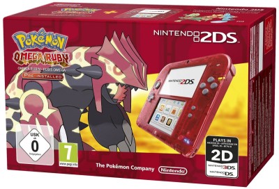 Console Nintendo 2DS Rouge Transparent et Pokemon Rubis Omega en boîte - 3DS