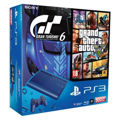 Console Playstation 3 Ultra Slim (500 Go) + Gran Turismo 6 + GTA 5 - Playstation 3