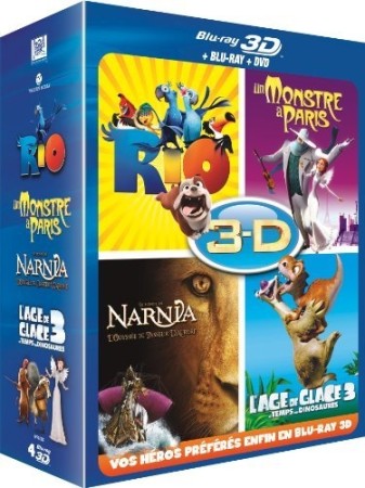 Rio + Un monstre à Paris + L'âge de glace 3 + Le monde de Narnia - Chapitre 3 en 3D - BluRay
