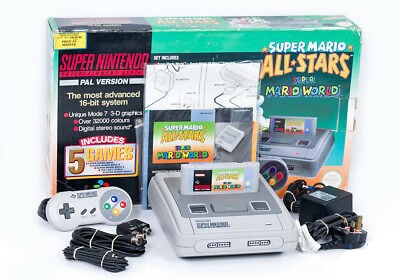 Console Super Nintendo avec Super Mario All Stars et Super Mario World (import anglais) en boîte - Super Nintendo