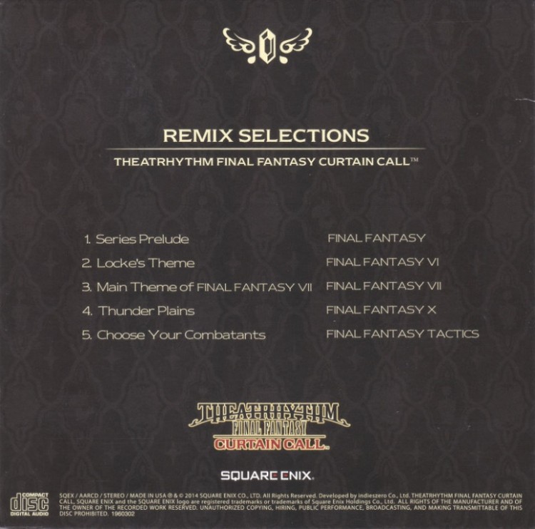 CD AUDIO FINAL FANTASY CURTAIN CALL REMIX SELECTION 1