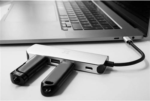 Hub type C Xtrememac HUC6 5 ports USB USB C HDMI argent (1)