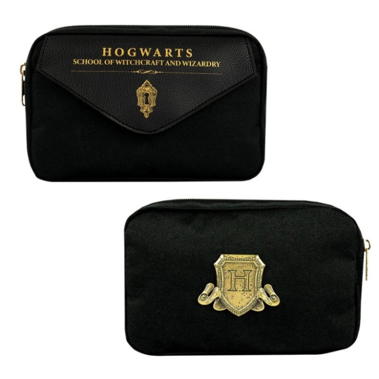 trousse harry potter poudlard multipoche noir et or